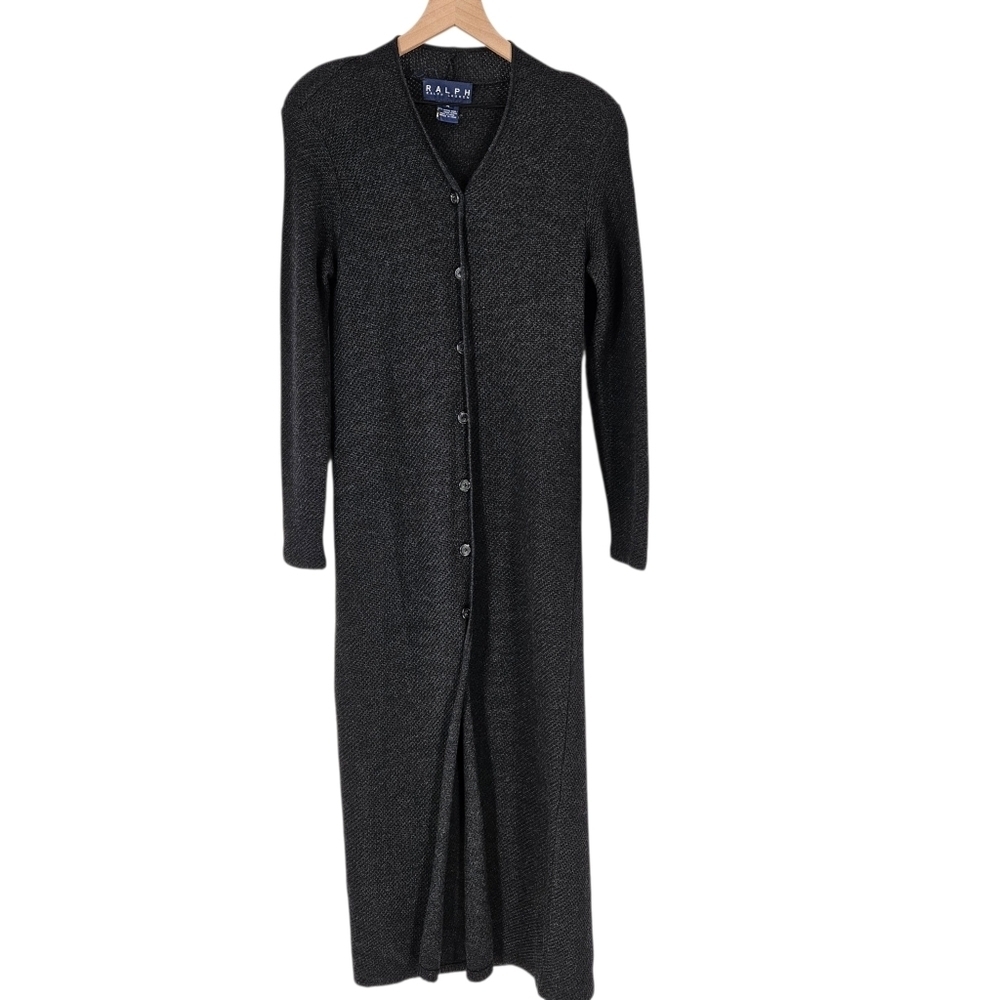 Ralph Ralph Lauren Gray Merino Wool Longline Knit Cardigan Sweater